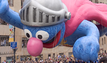 Photo of a float in a holiday parage